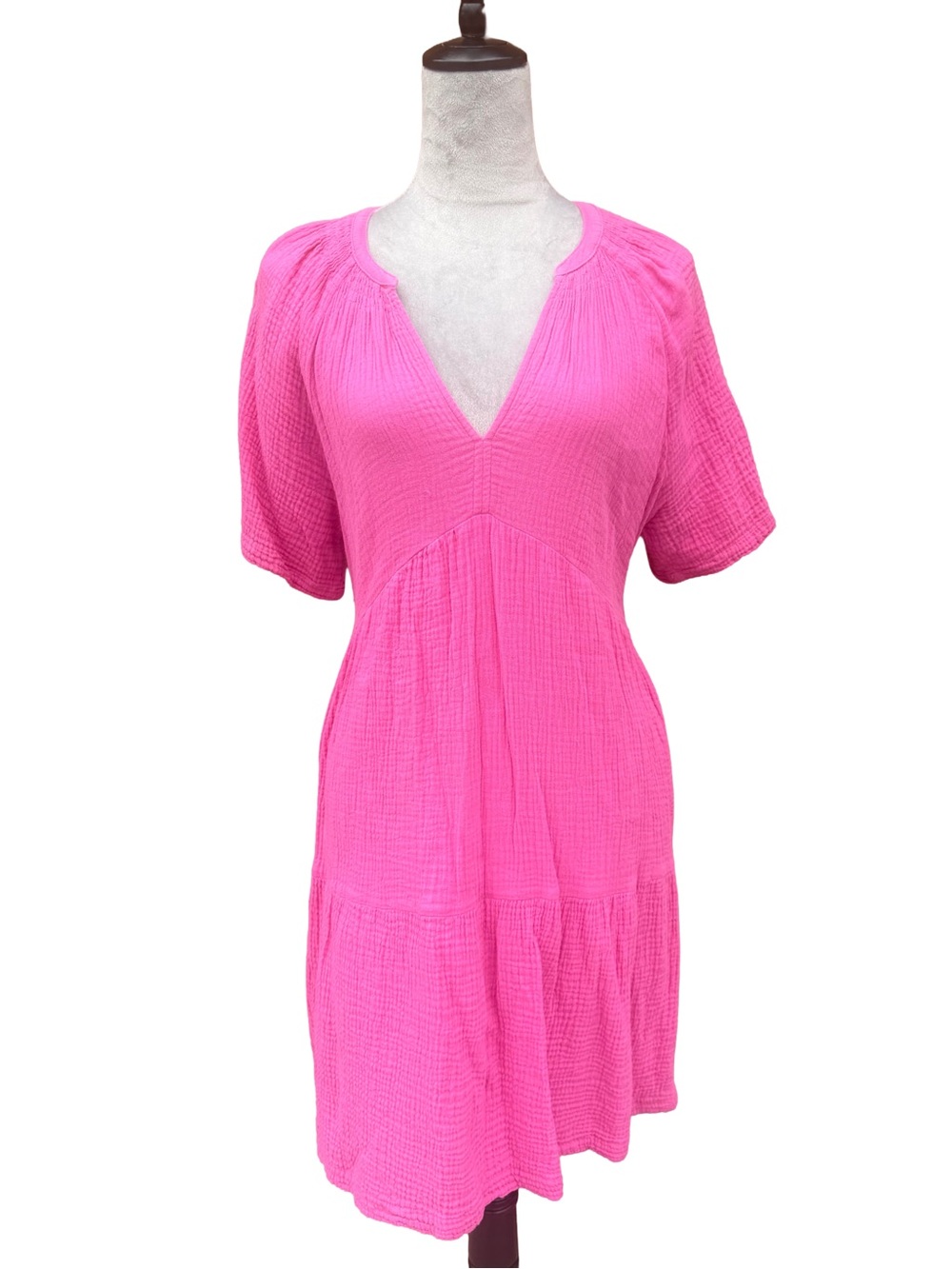 Gap Women’s Pink Gauze Dress Small (Oversized Fit) 100% Cotton Summer Babydoll - Picture 2 of 9